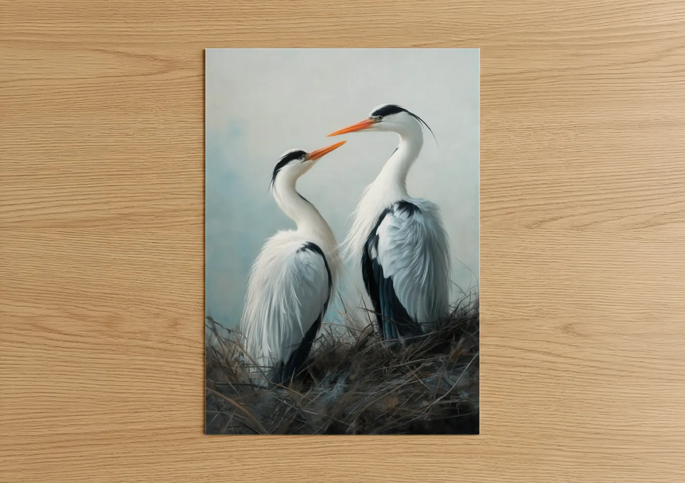 Elegant Heron Pair Watercolor Wall Art