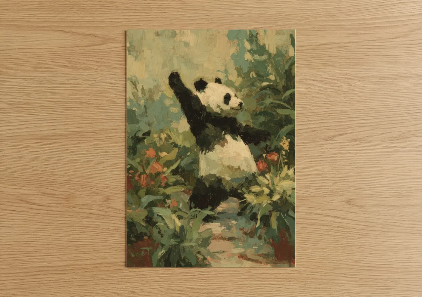 Playful Panda Bamboo Forest Impressionist Wall Art