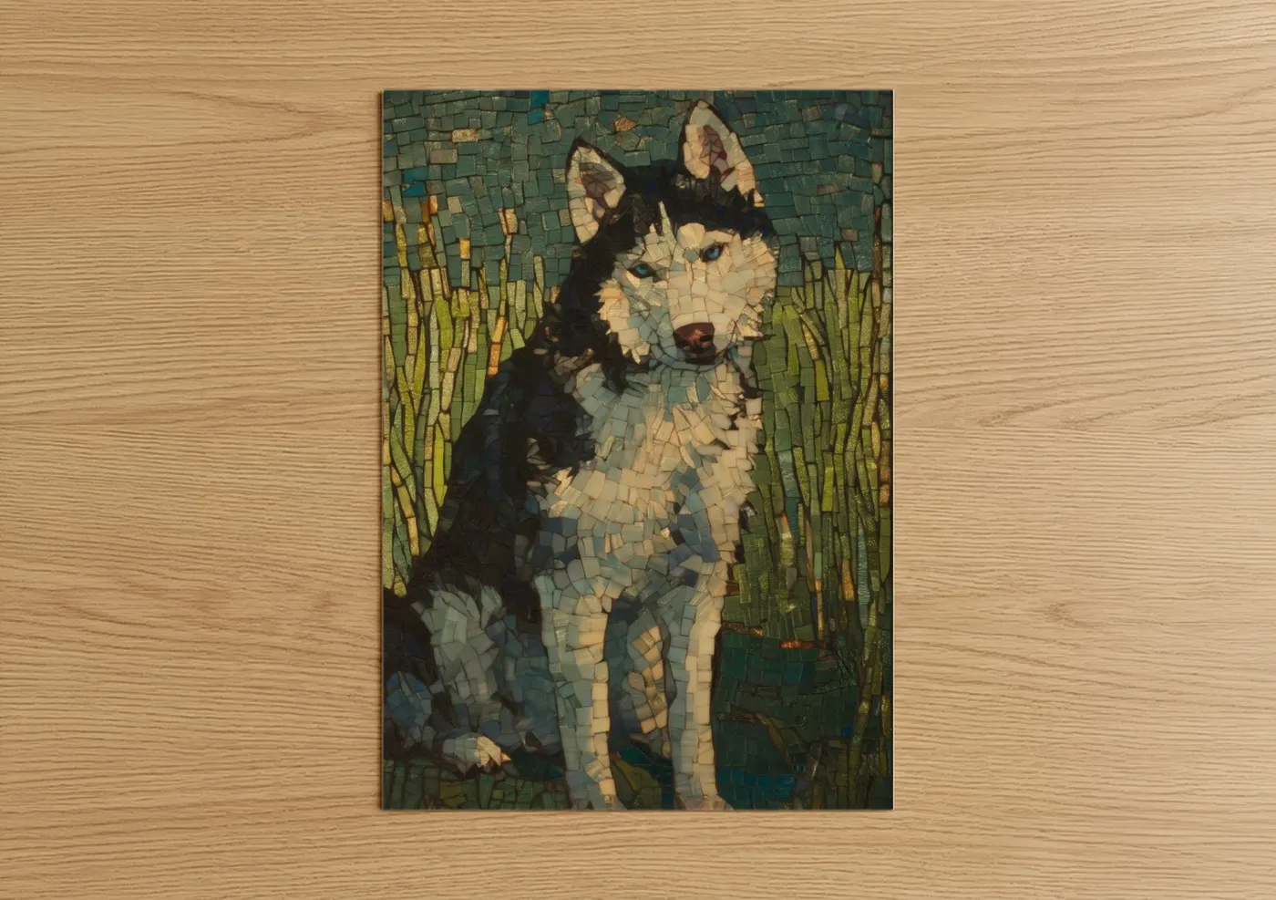Black and White Husky Mosaic Wall Art