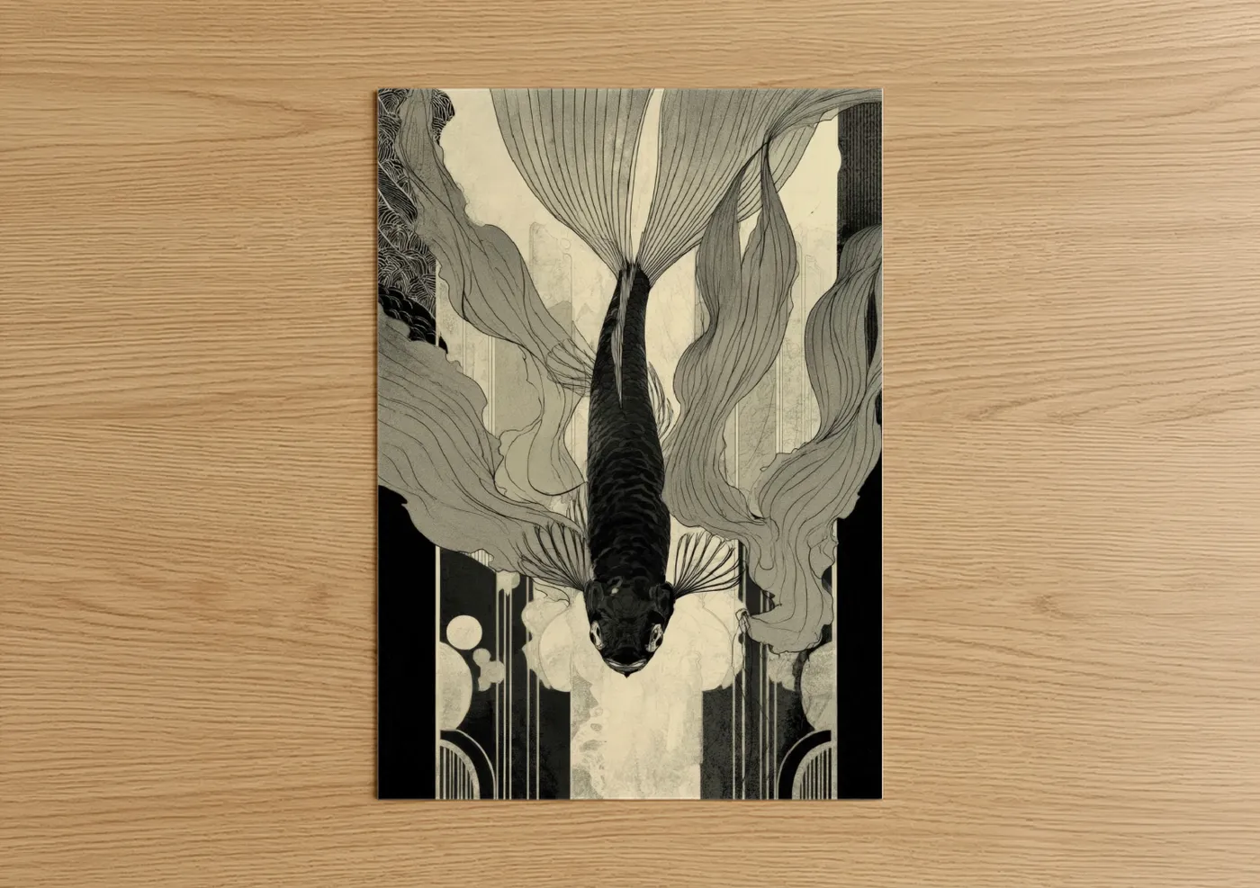 Upward Swimming Zebrafish Art Deco Wall Art