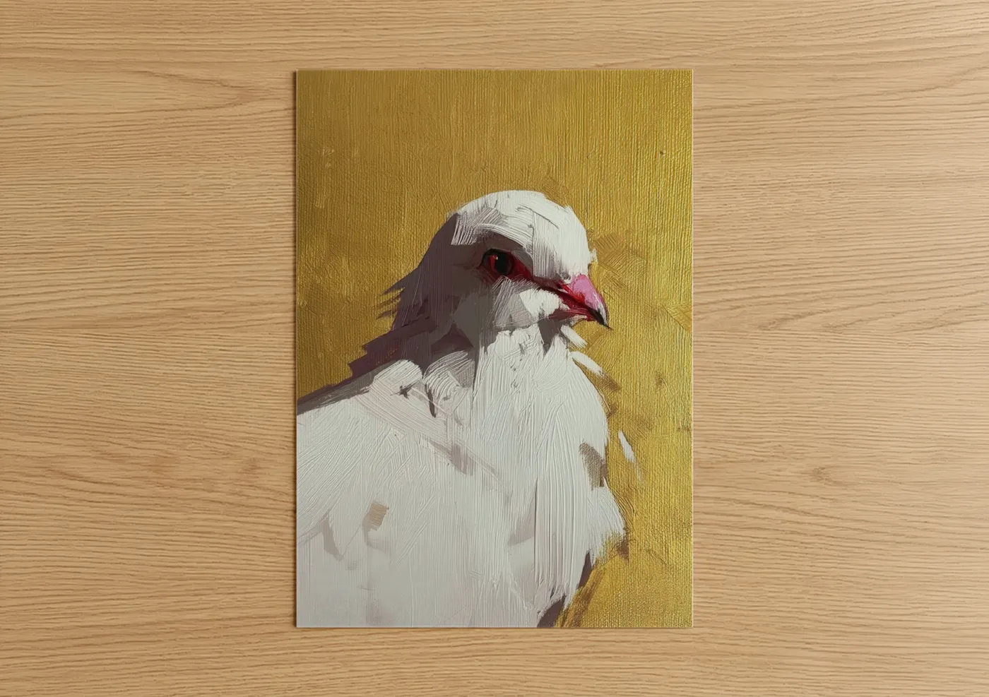 Golden Pigeon Portrait Contemporary Wall Art
