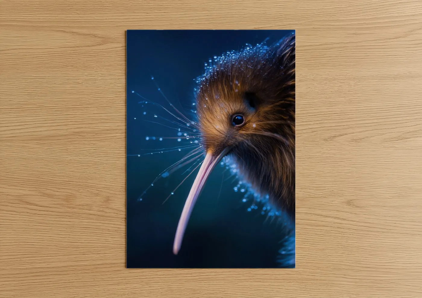 Luminous Kiwi Bird Glowing Blue Light Wall Art