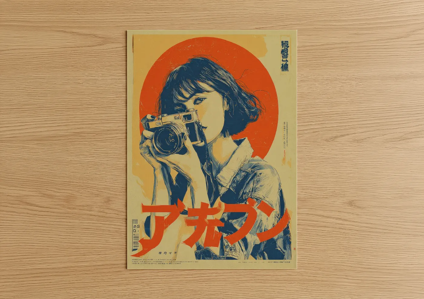 Vintage Japanese Camera Girl Poster Wall Art