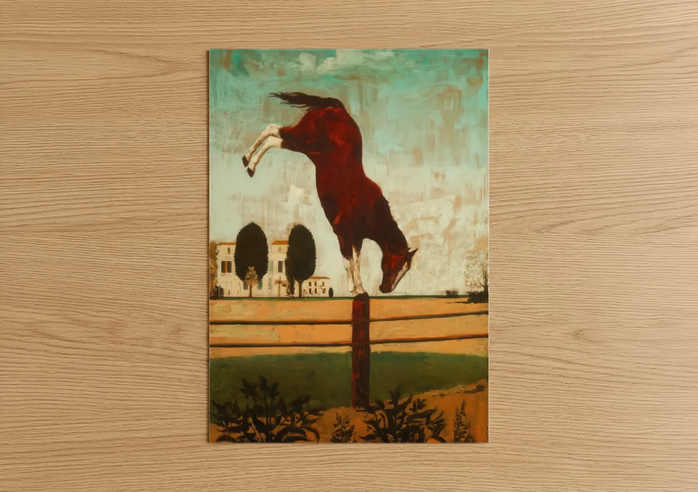 Rearing Quarter Horse Tuscan Landscape Wall Art