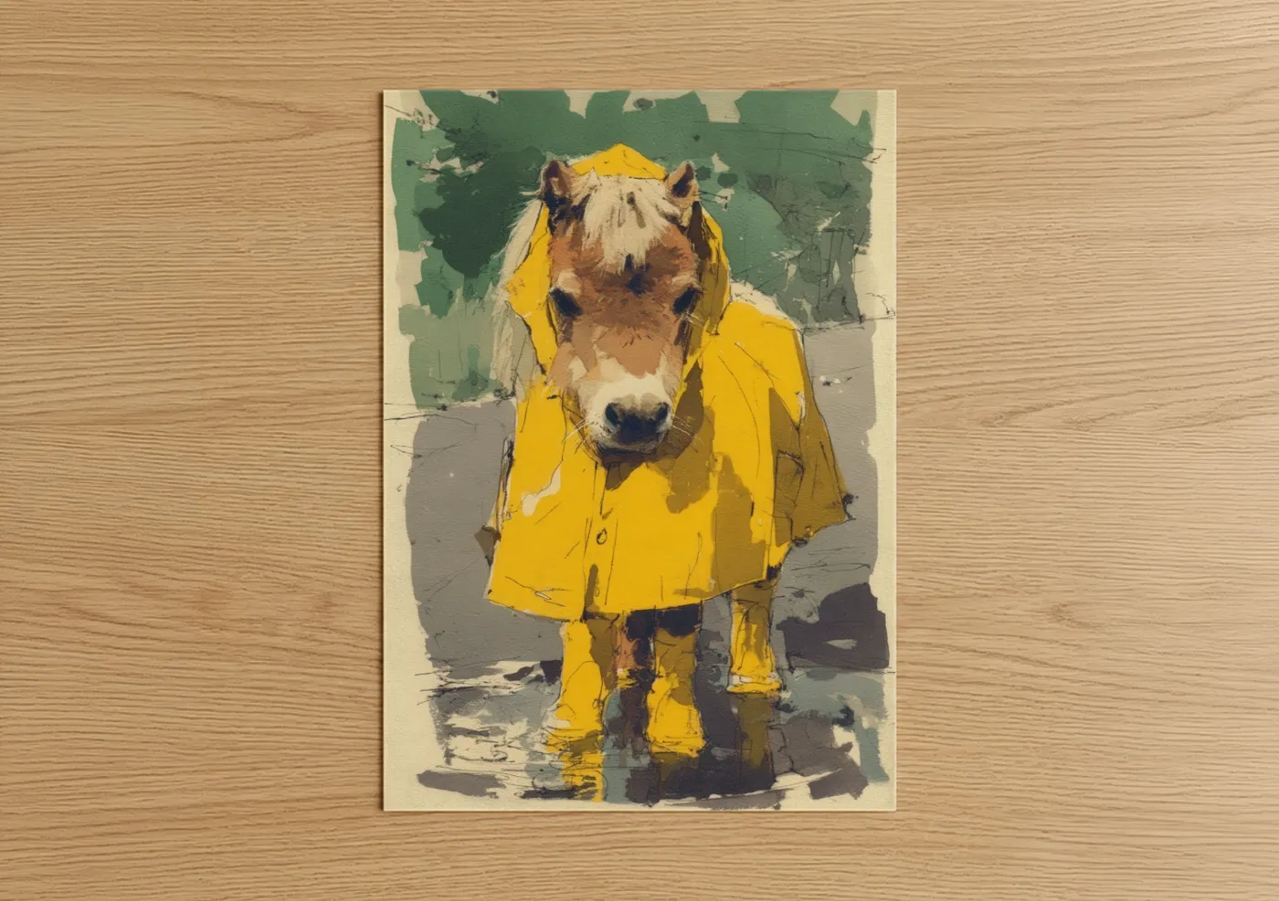 Miniature Horse Yellow Raincoat Art Wall Art
