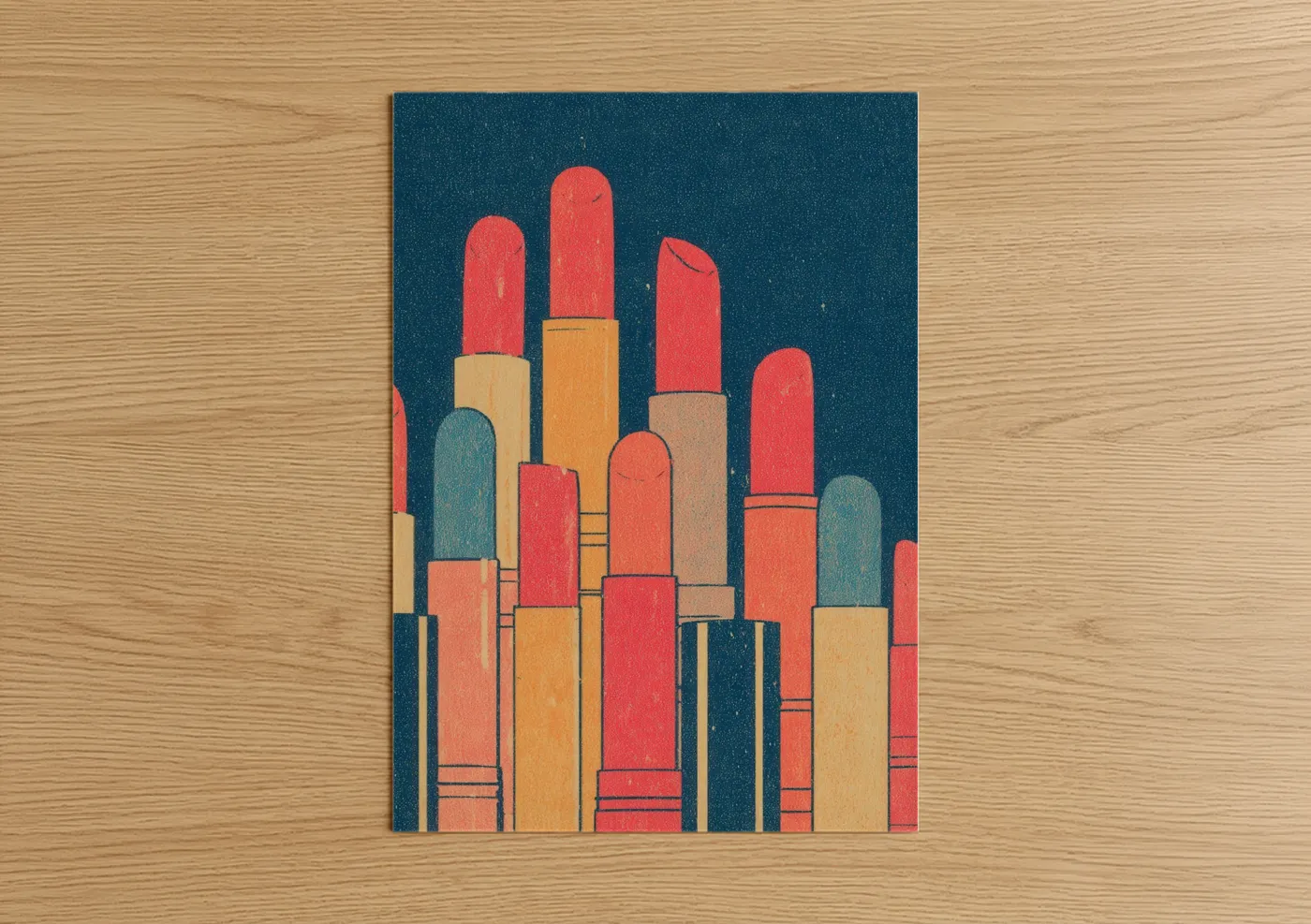 Coral Lipstick Tower Art Deco Wall Art