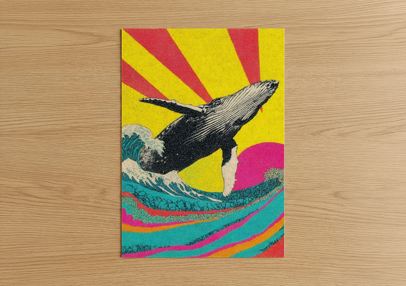 Humpback Whale Rainbow Pop Art Print Wall Art