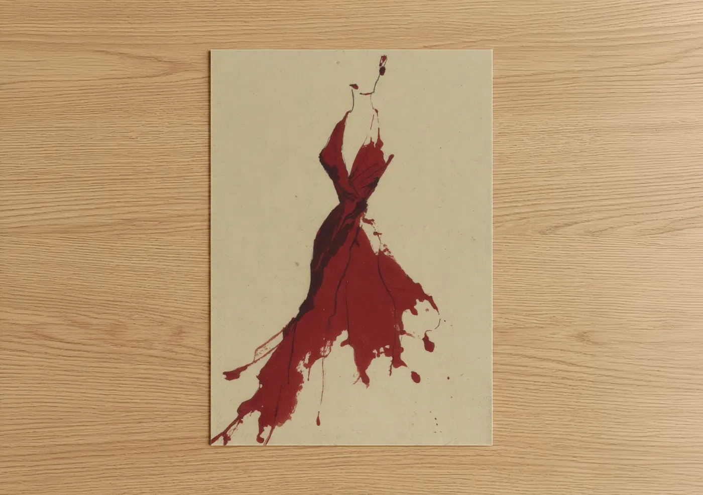 Crimson Wine Dress Abstract Wall Art