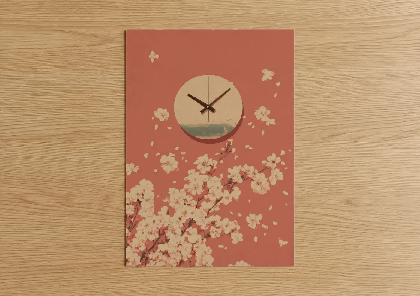 Cherry Blossom Wall Clock with Floral Design Wall Art