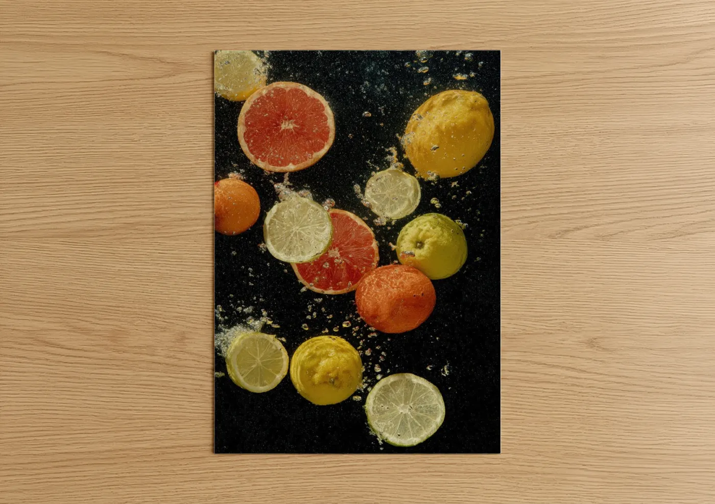 Vibrant Citrus Fruit Water Splash Wall Art