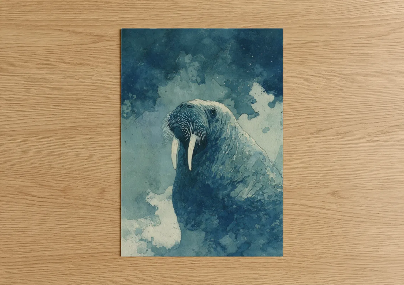 Arctic Walrus Watercolor Ocean Wall Art