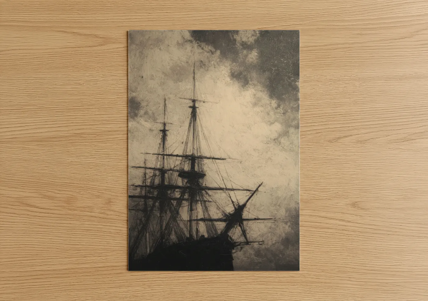 Vintage Tall Ship Silhouette Art Wall Art