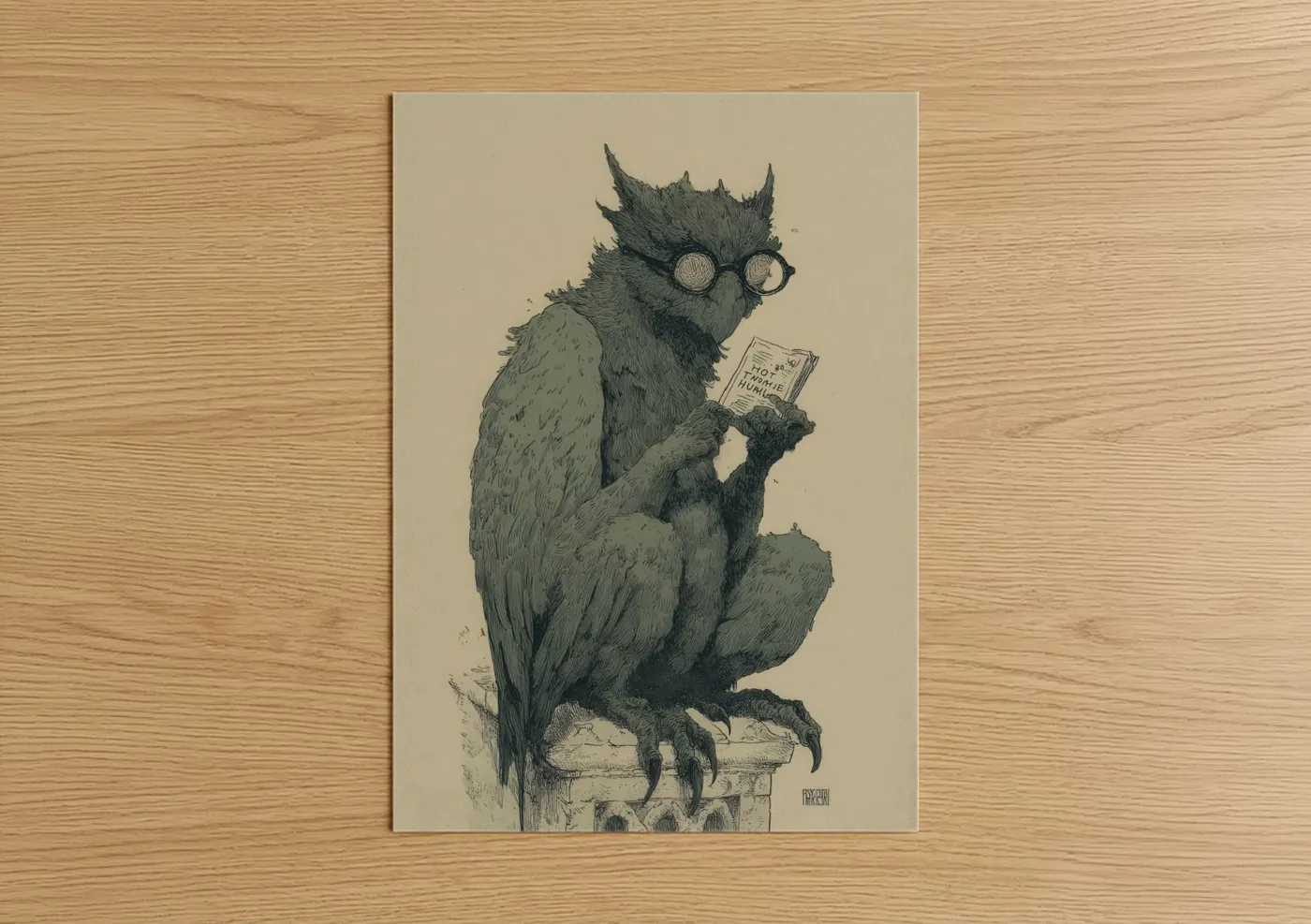 Scholarly Griffin with Glasses and Book Wall Art