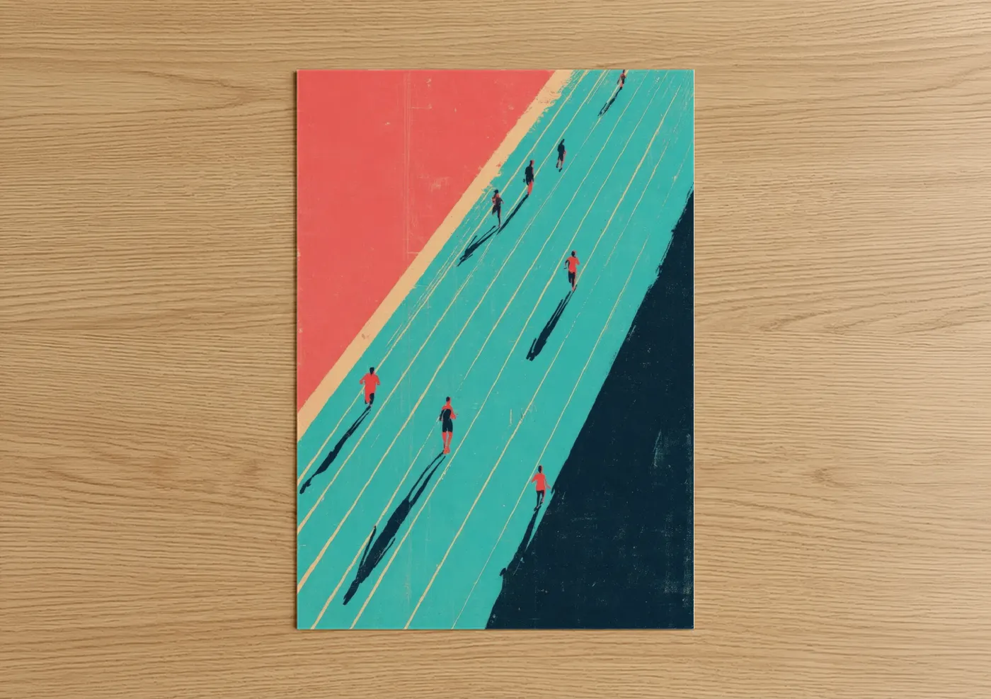 Track and Field Athletes Aerial View Wall Art