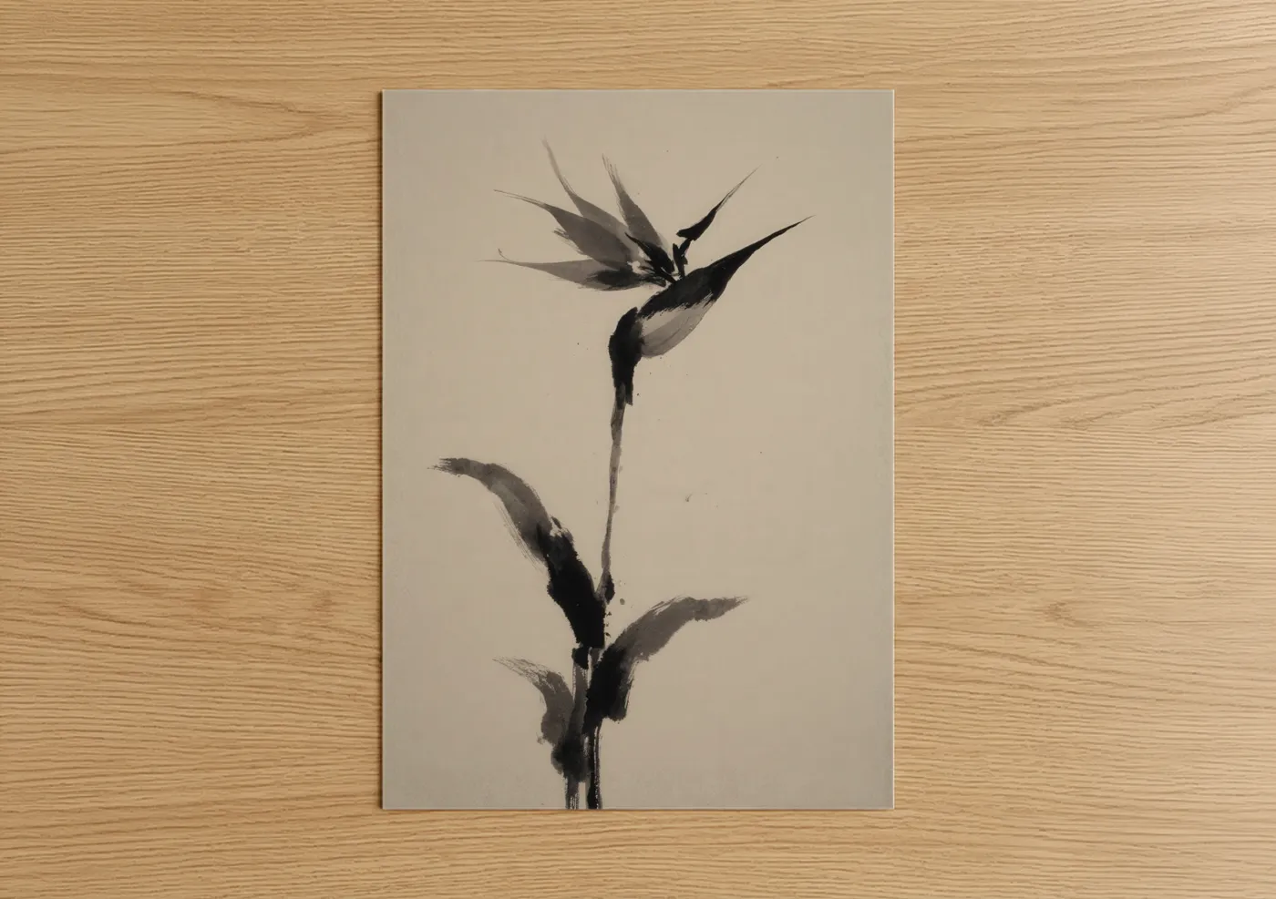 Birds of Paradise Minimalist Ink Drawing Wall Art