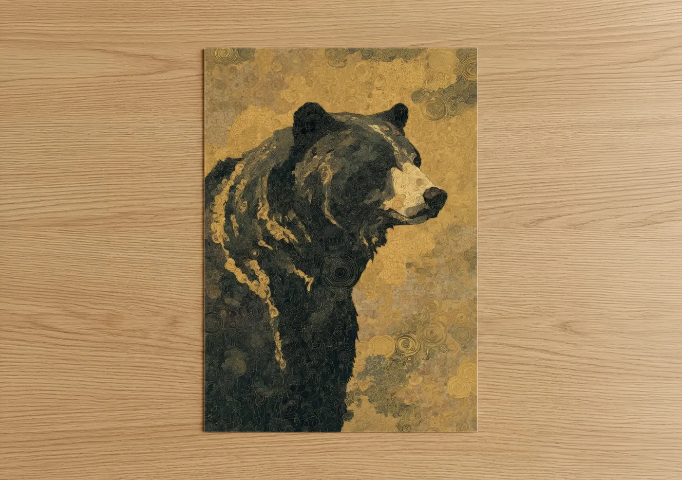 Golden Grizzly Bear Abstract Portrait Wall Art