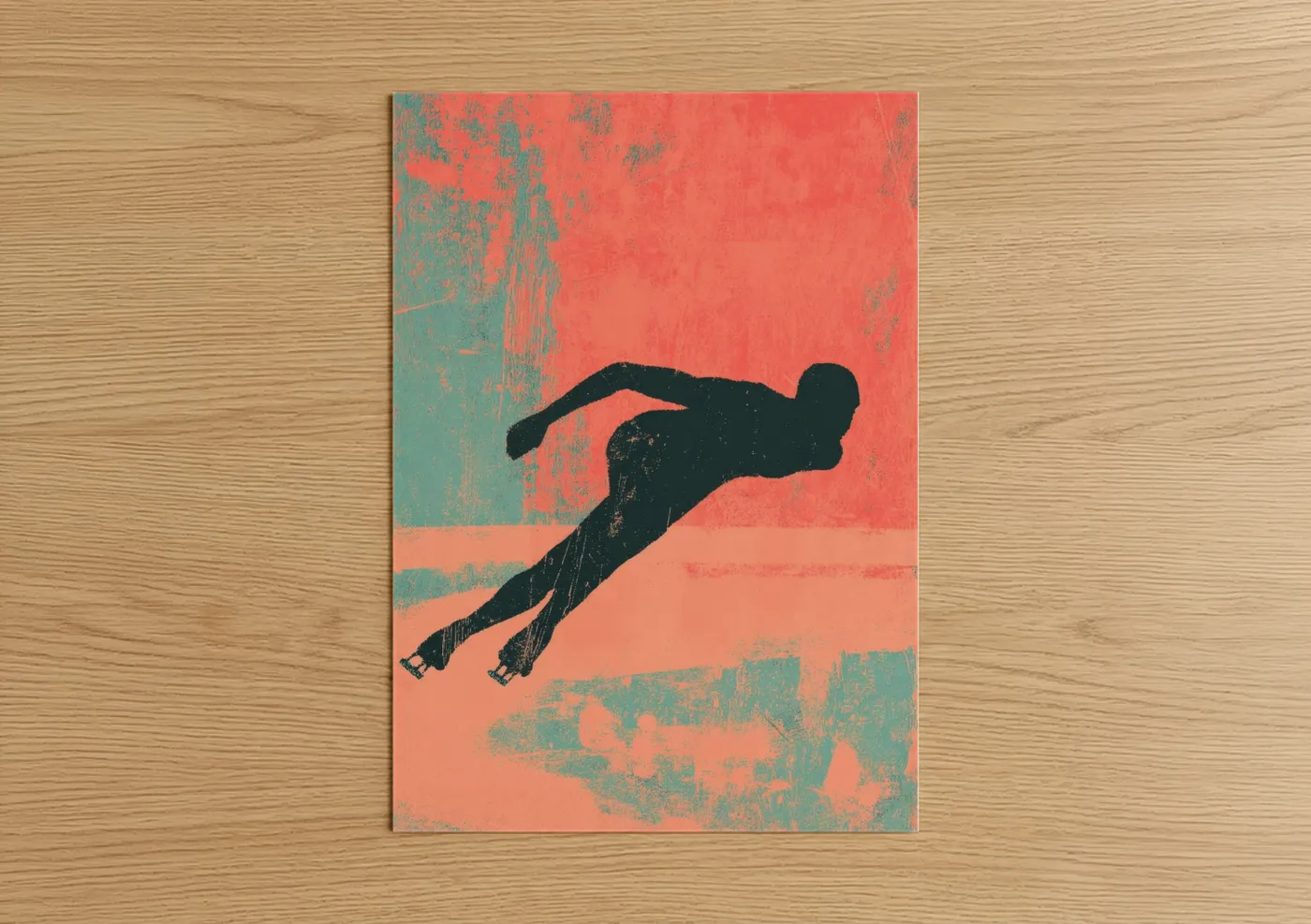 Dynamic Ice Skater Silhouette Wall Art