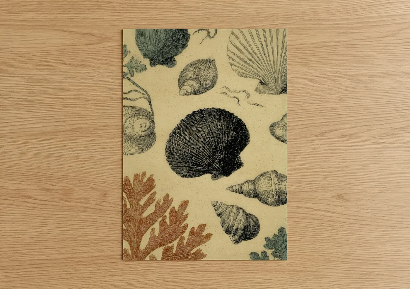 Vintage Seashell Study Botanical Illustration Wall Art