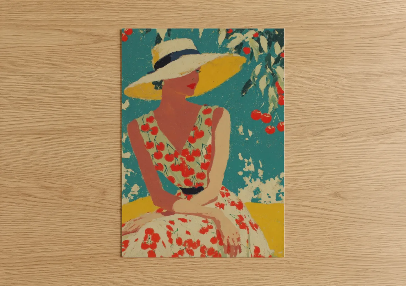 Vintage Fashion Cherry Garden Illustration Wall Art