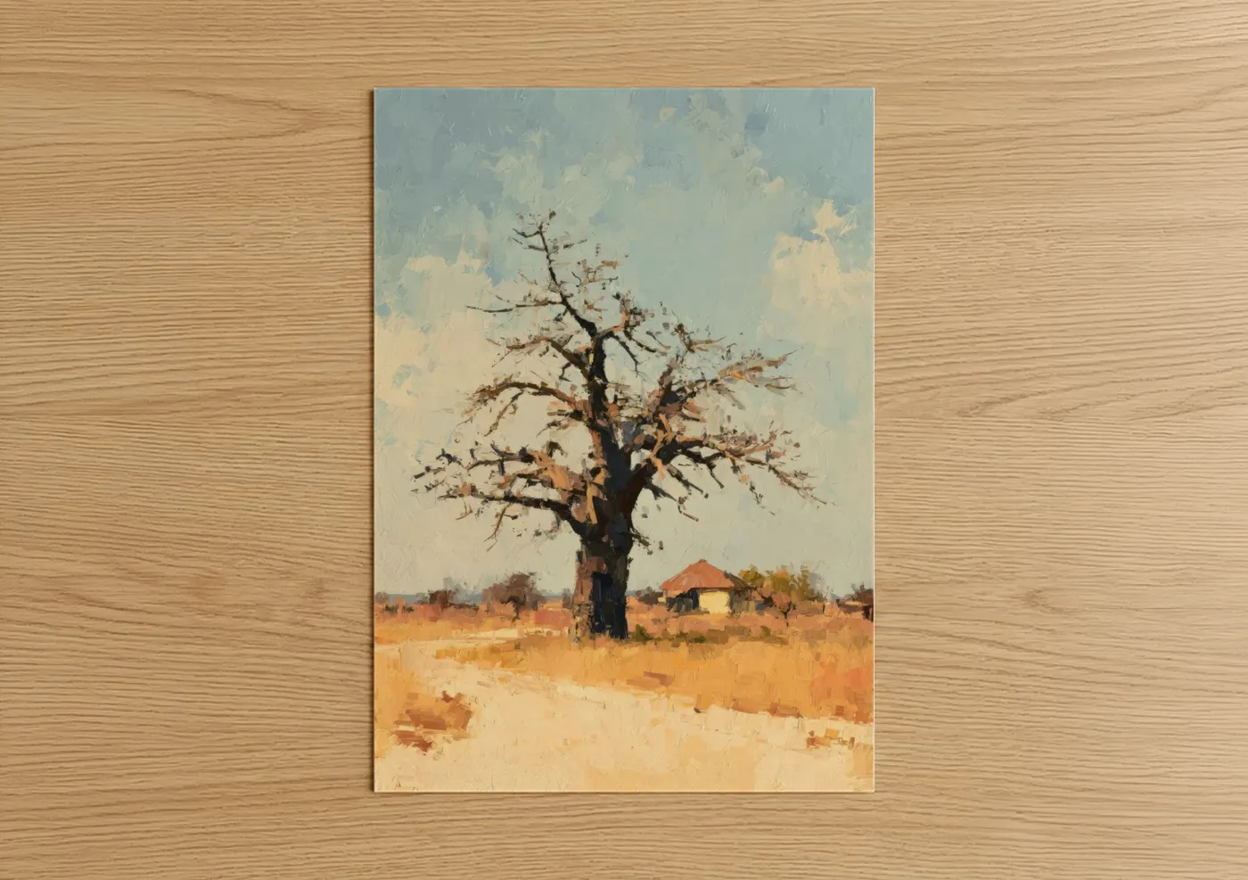 Solitary Baobab Tree Savanna Landscape Wall Art