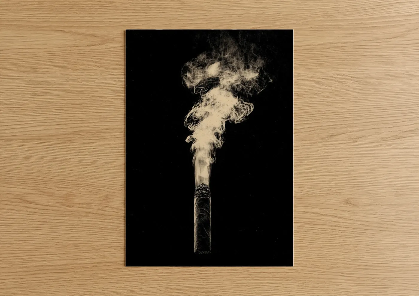 Smoking Cigar Black and White Photography Wall Art