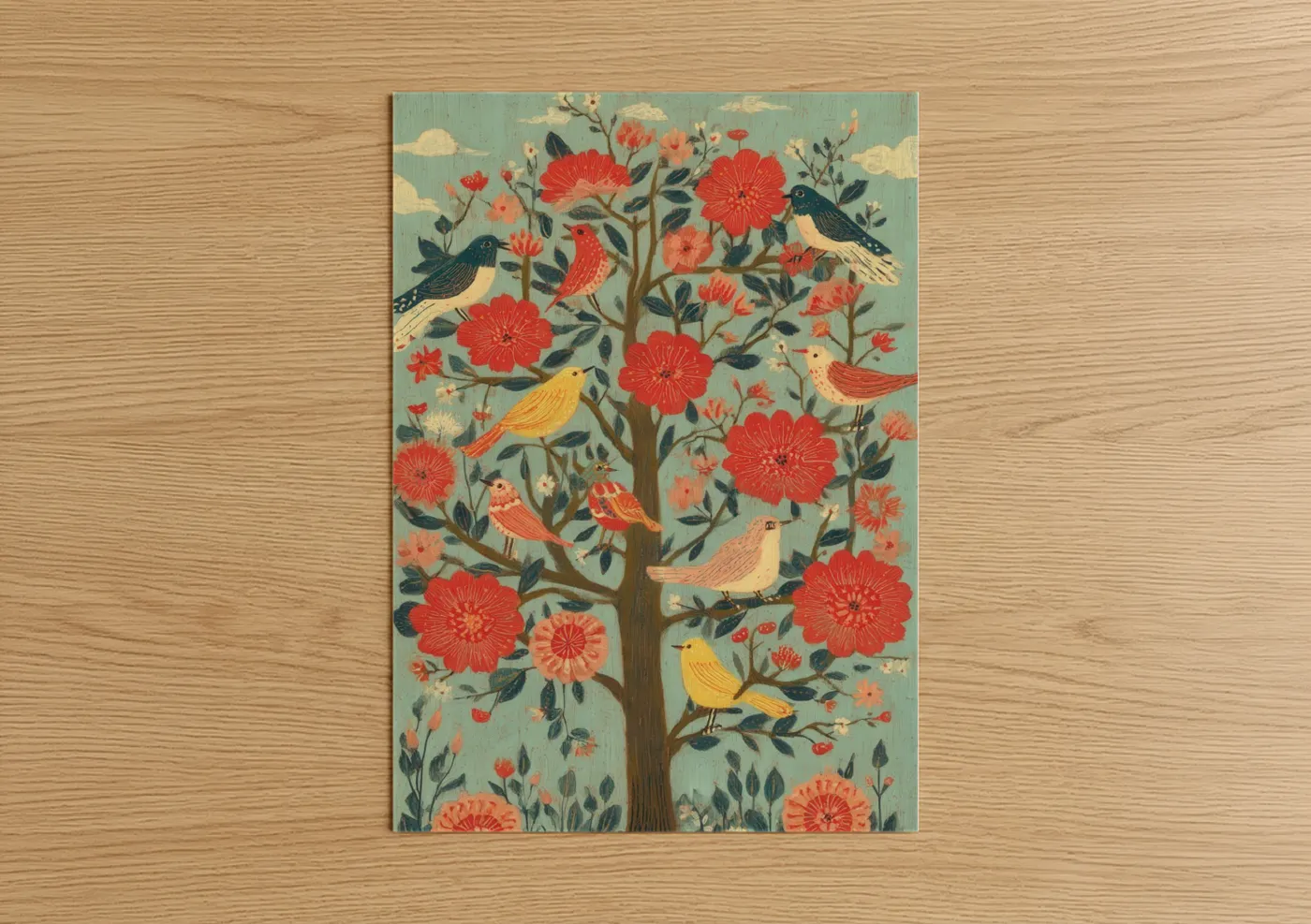 Songbird Dogwood Floral Illustration Wall Art