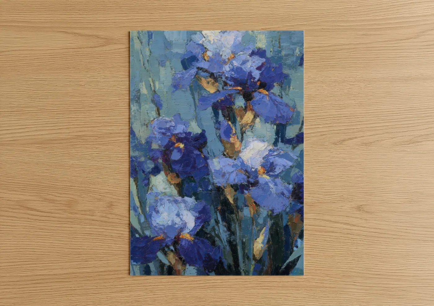 Purple Iris Blooms Impressionist Wall Art