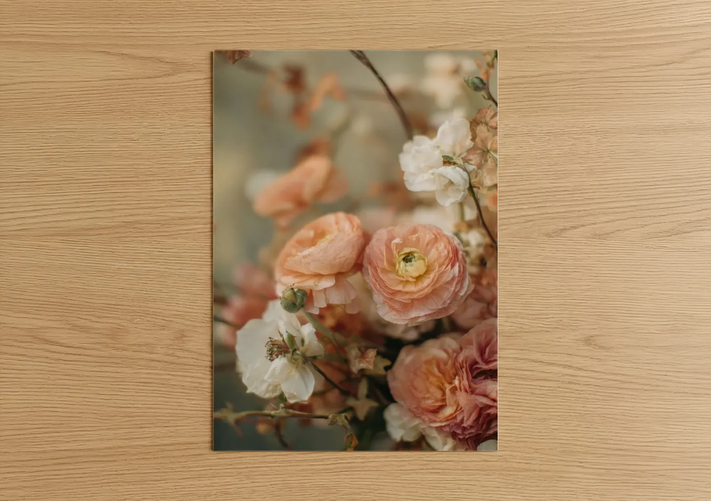 Peachy Ranunculus Floral Photography Wall Art
