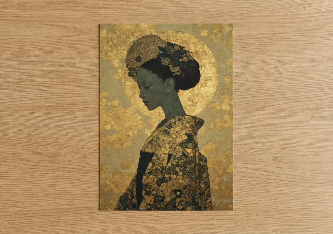 Ethereal Ghost Woman Gold Leaf Wall Art