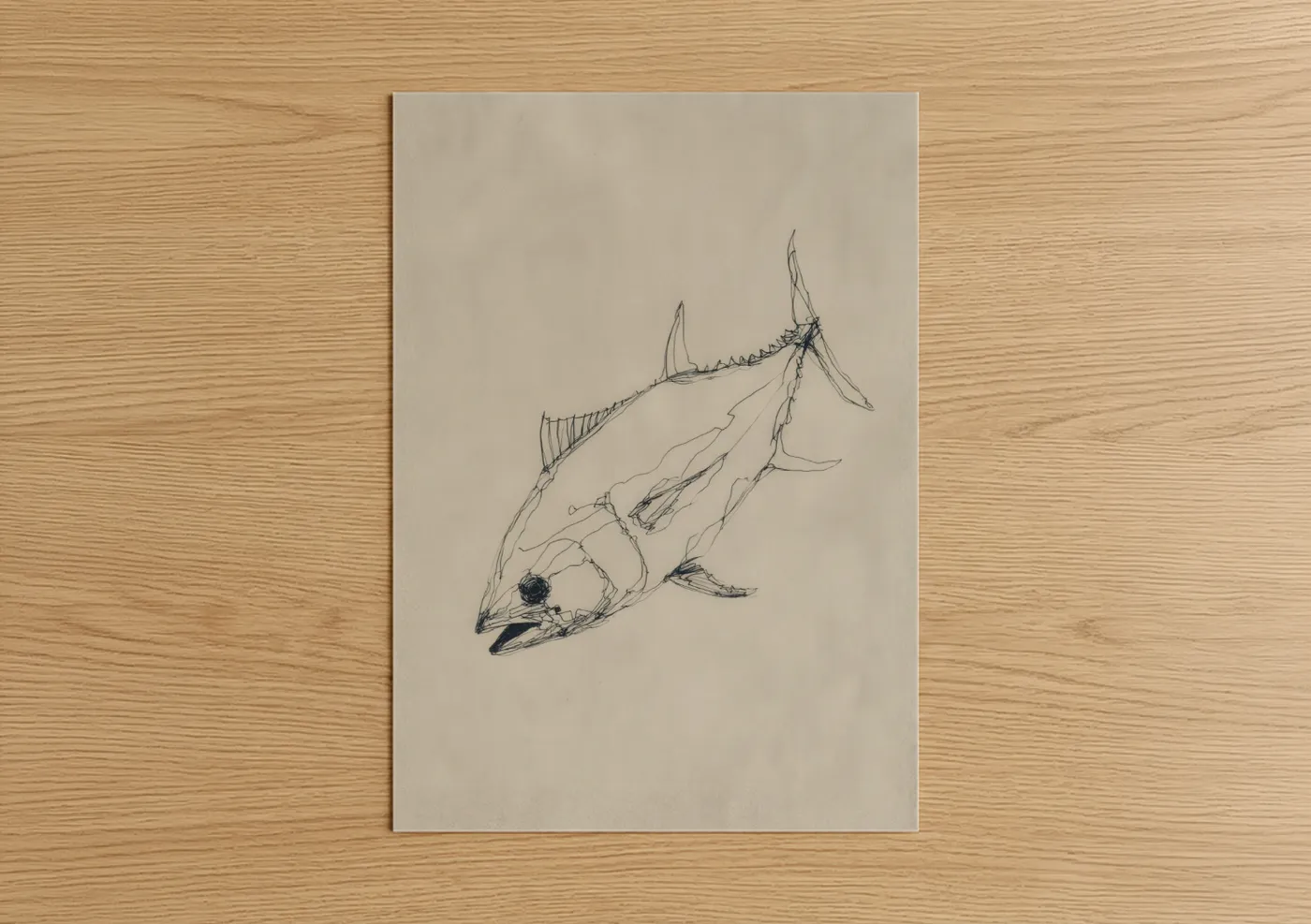 Tuna Fish Line Art Sketch Wall Art