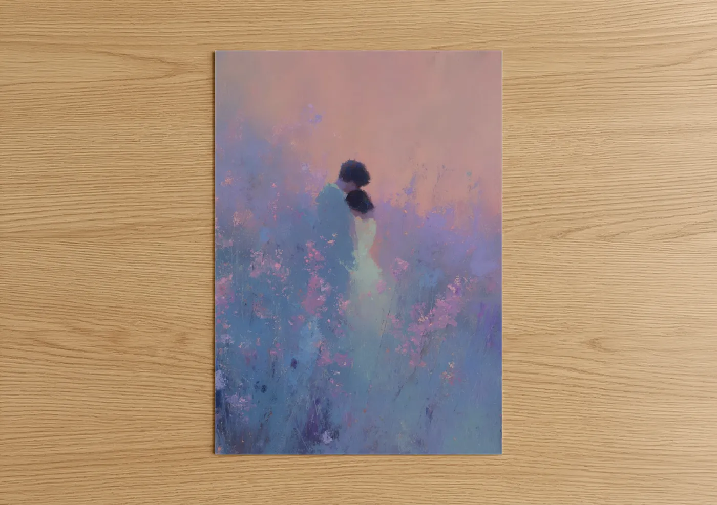 Romantic Bride Groom Flower Field Painting Wall Art