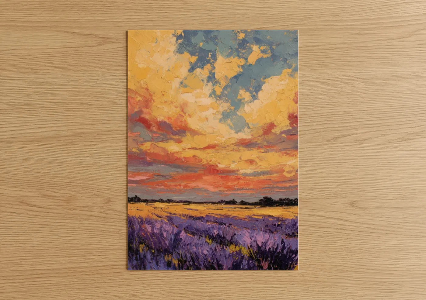 Lavender Field Morning Sky Sunrise Wall Art