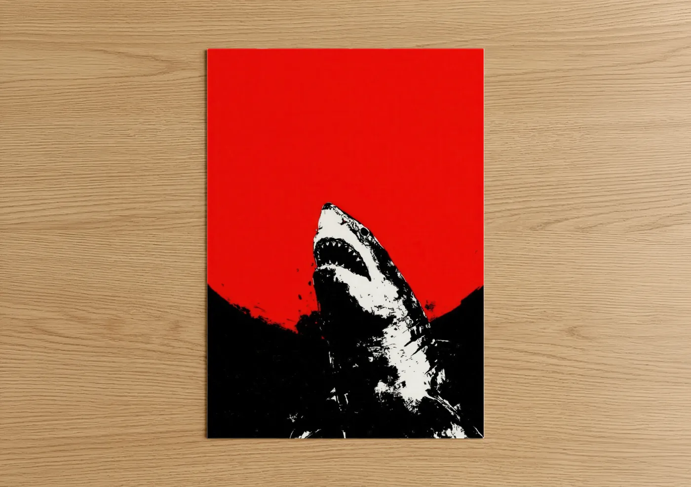Great White Shark Pop Art Red Wall Art