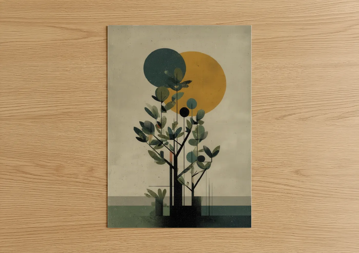 Golden Savanna Desert Tree Minimalist Wall Art