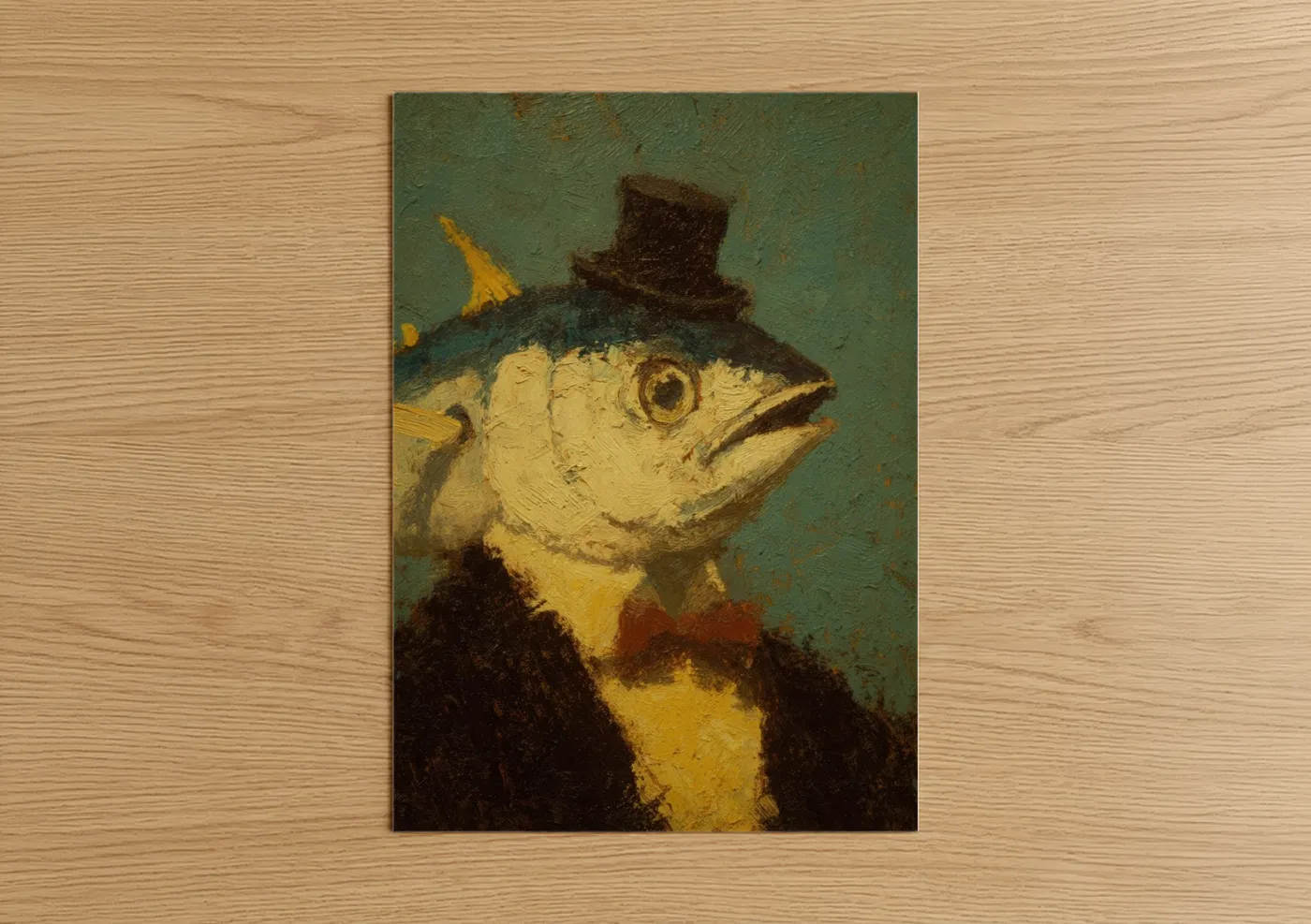 Gentleman Tuna in Top Hat Portrait Wall Art