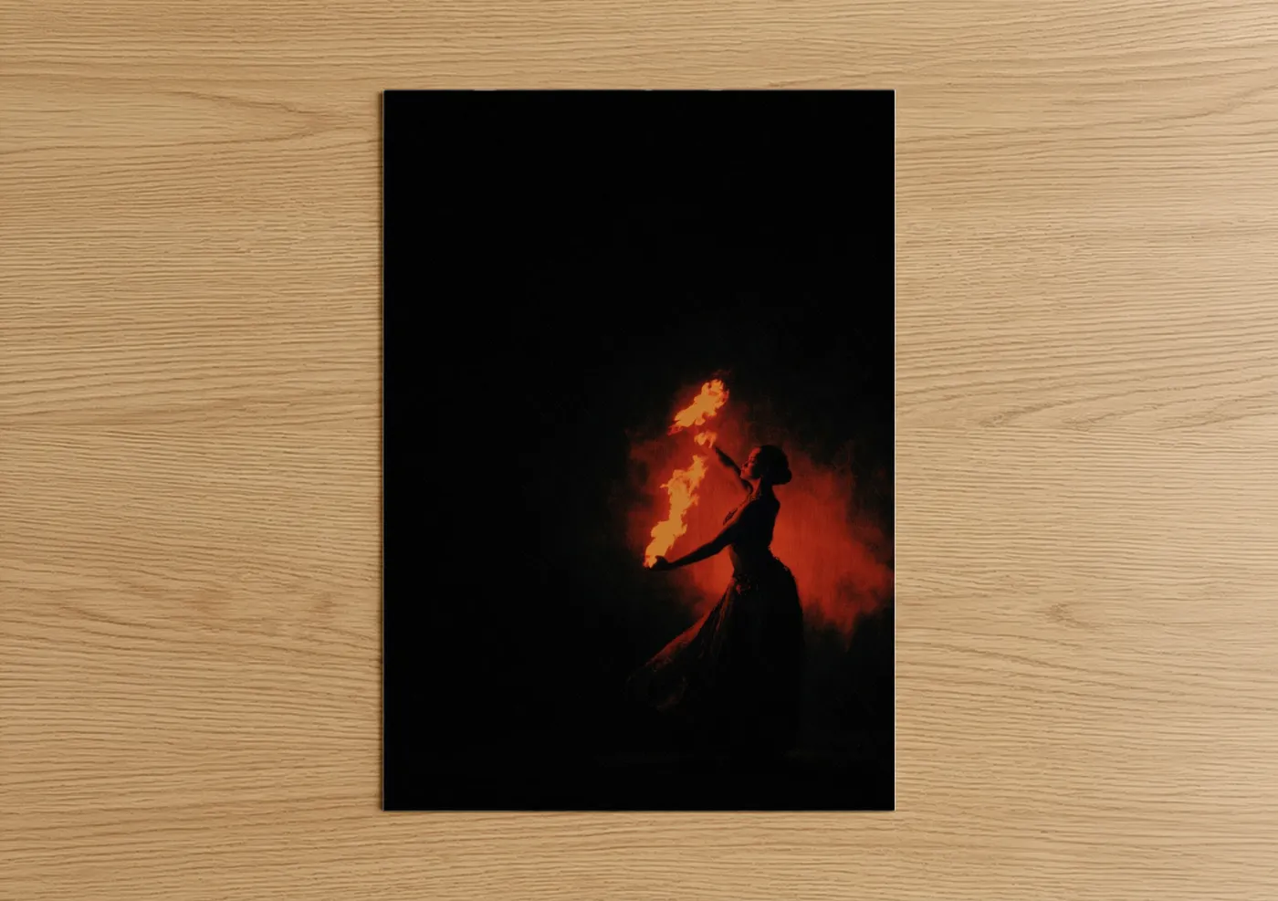 Fiery Belly Dancer Silhouette Performance Wall Art