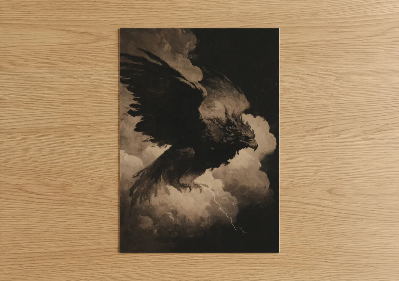 Mythical Storm Sphinx Dark Fantasy Wall Art