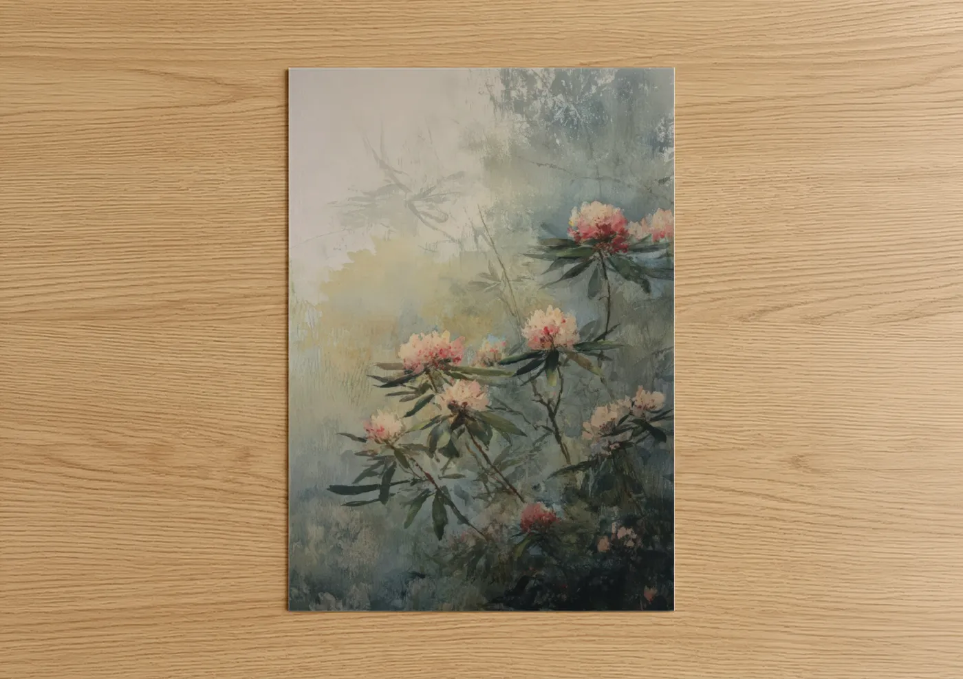 Misty Rhododendron Watercolor Floral Wall Art