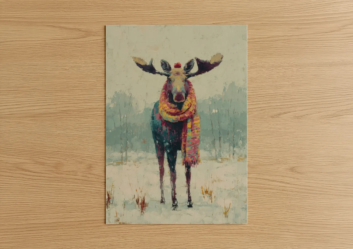 Colorful Moose Winter Wildlife Wall Art