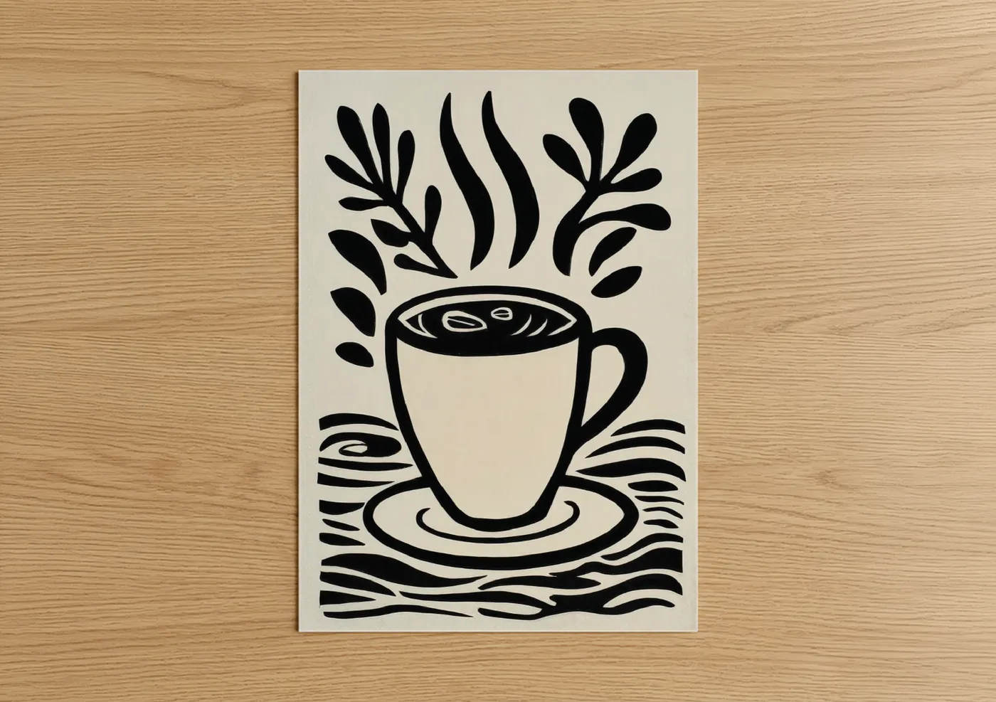 Botanical Coffee Abstract Illustration Wall Art