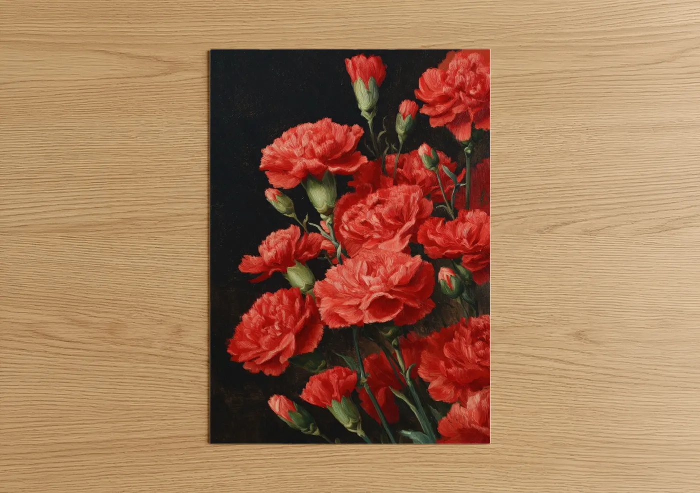 Crimson Carnations Dark Floral Wall Art