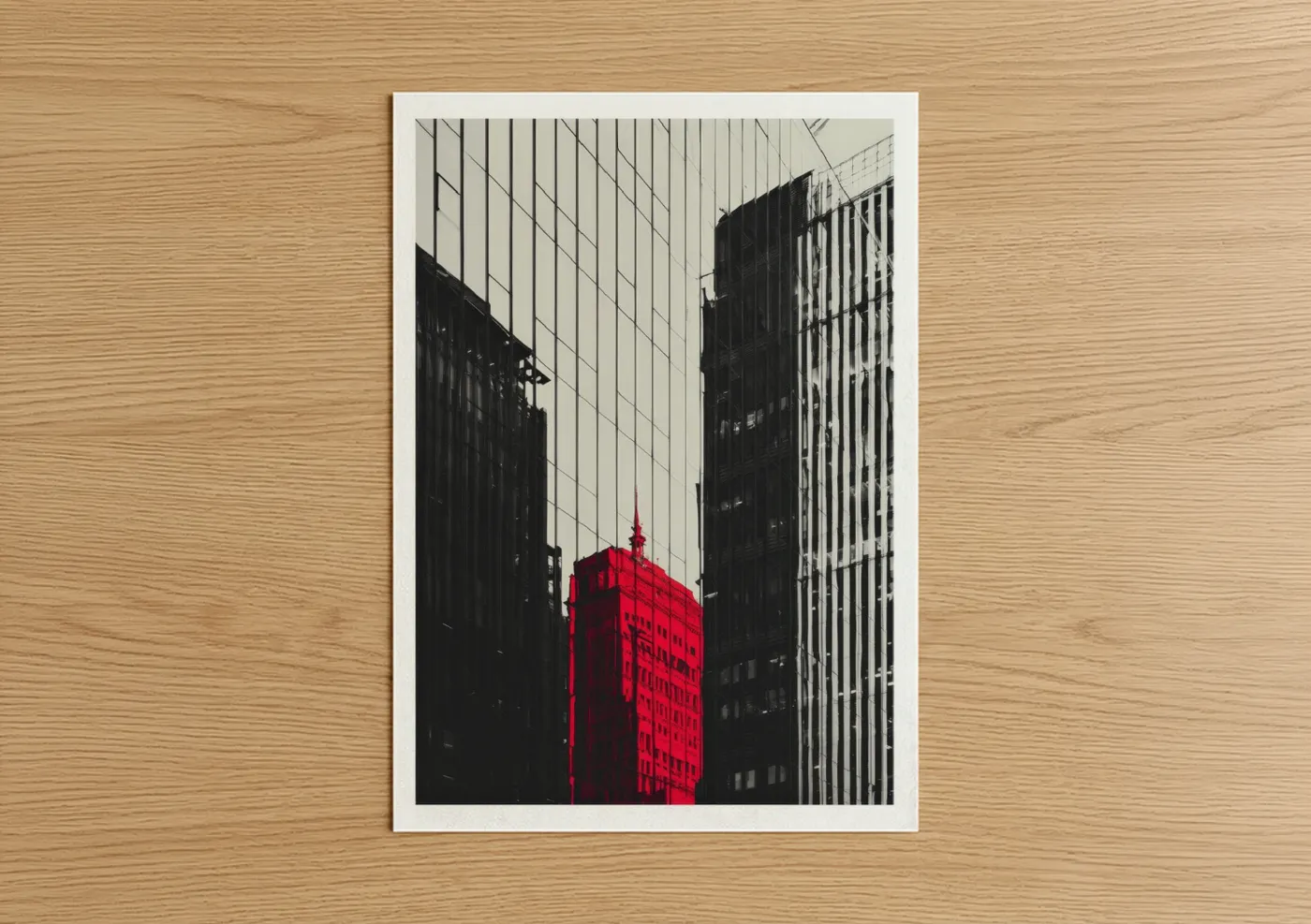 Red Skyscraper Modern Architecture Wall Art