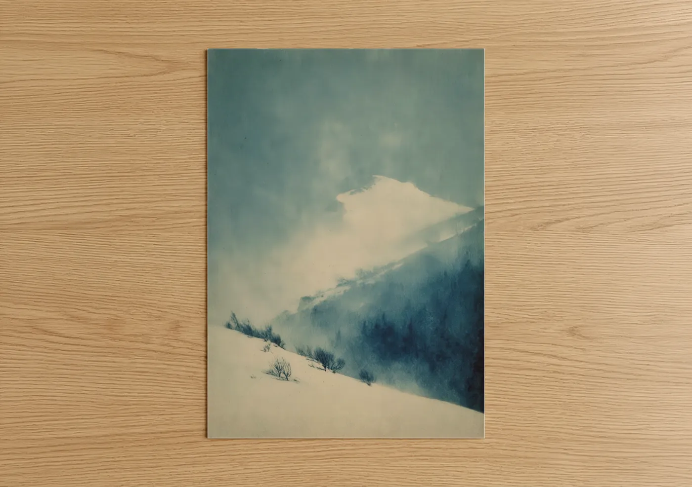 Misty Snowy Mountain Winter Landscape Wall Art