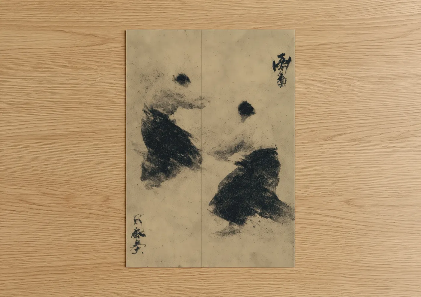 Judo Martial Artists in Motion Watercolor Wall Art