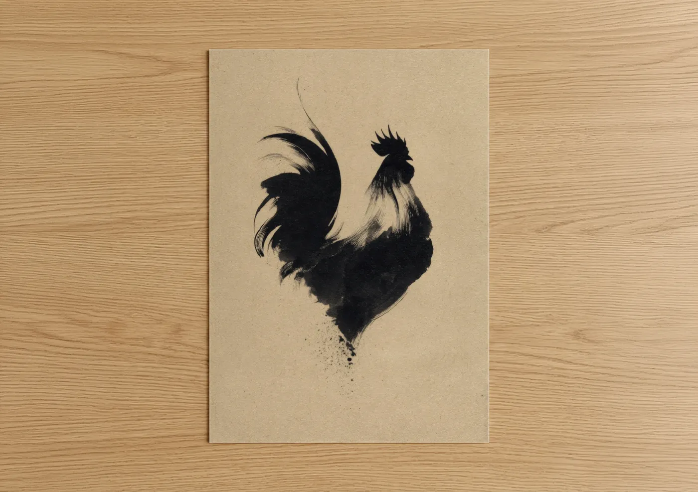 Bold Rooster Black and White Wall Art