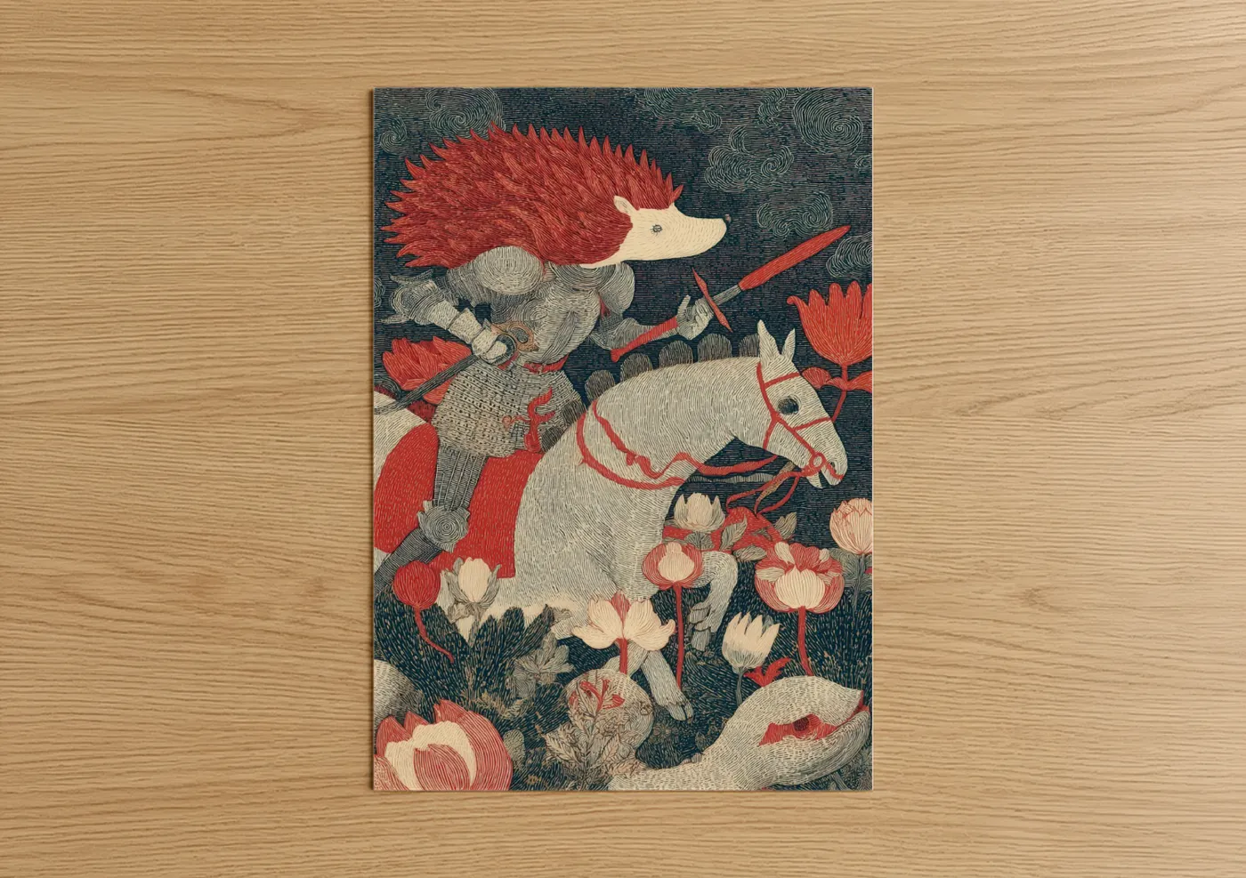 Warrior Hedgehog Mounted Horse Wall Art