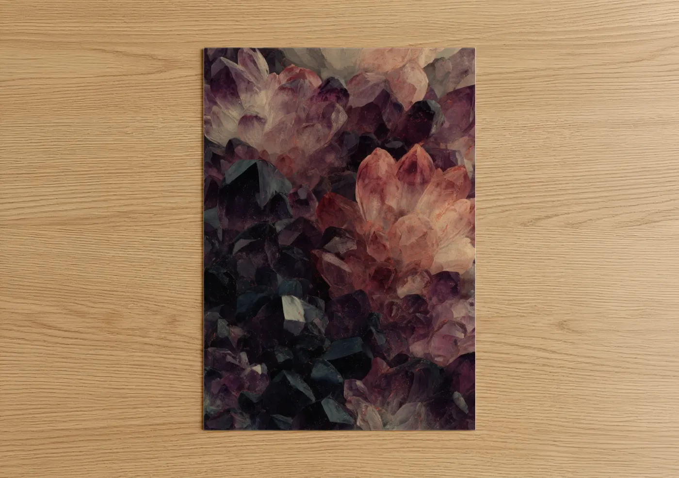 Abstract Crystalline Geodes Rose Quartz Wall Art
