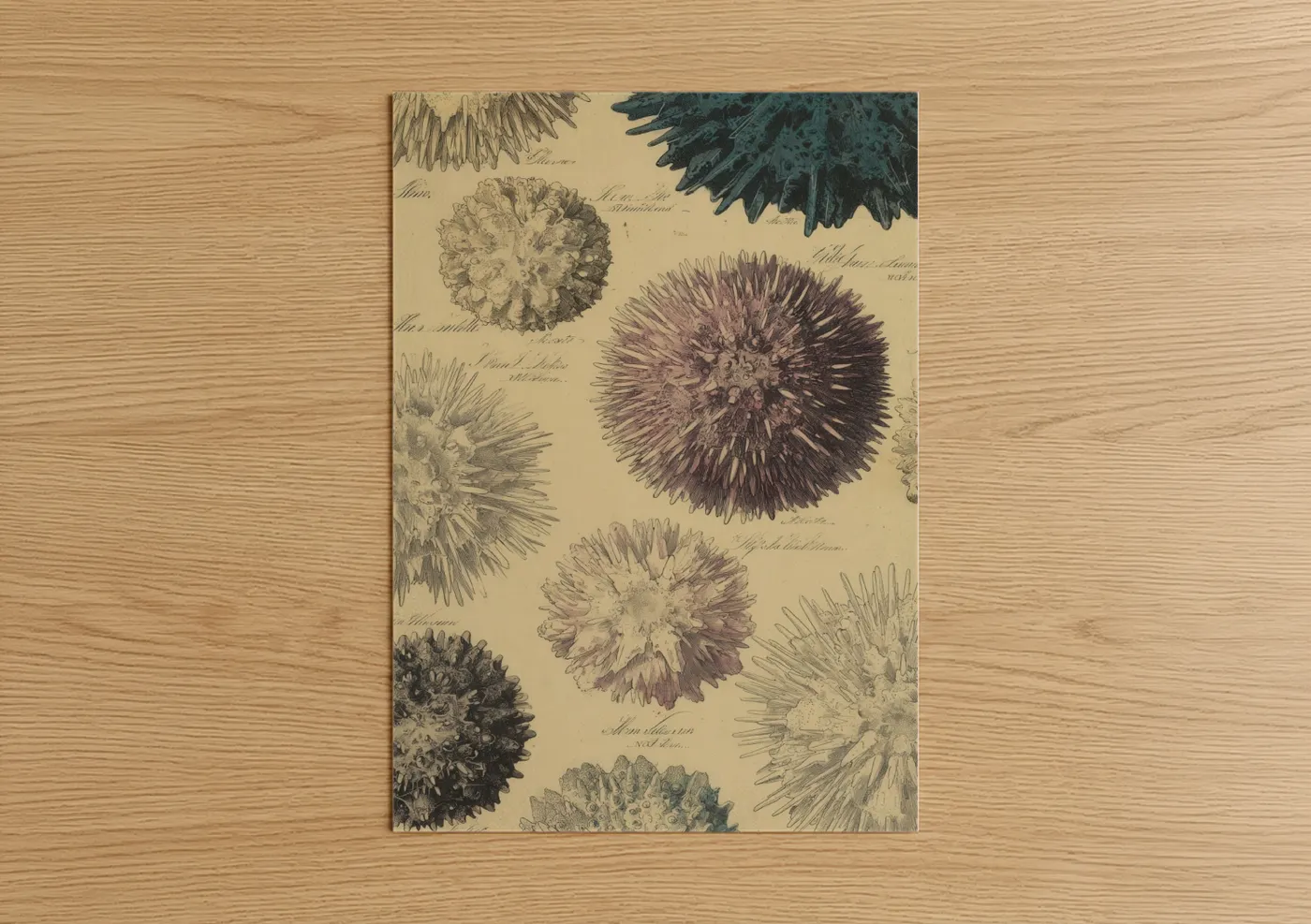 Vintage Sea Urchin Botanical Illustration Wall Art