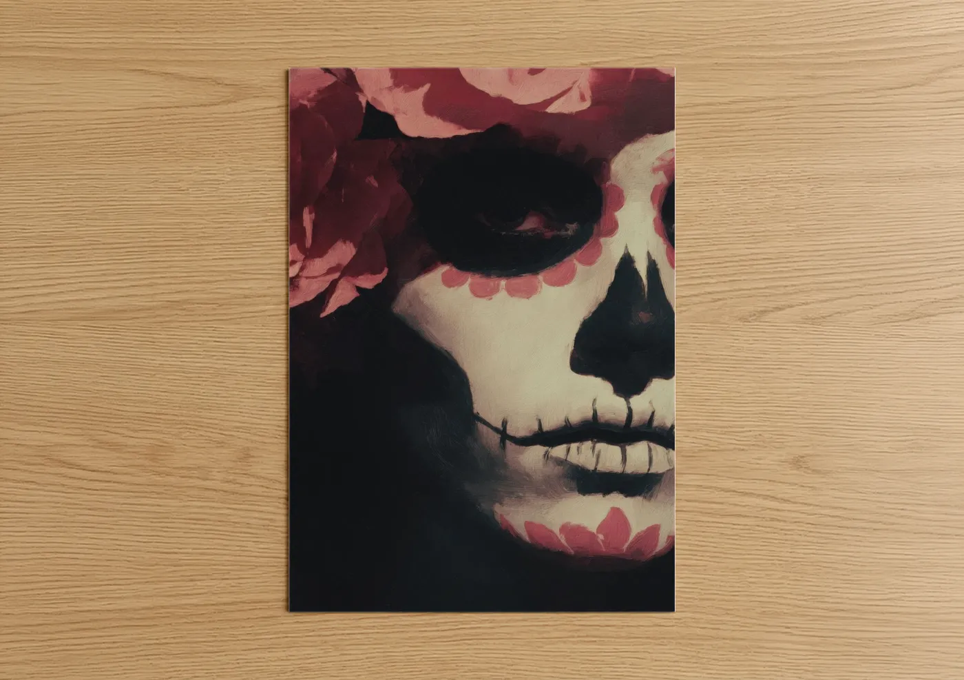 Rose Skull Portrait Day of Dead Wall Art