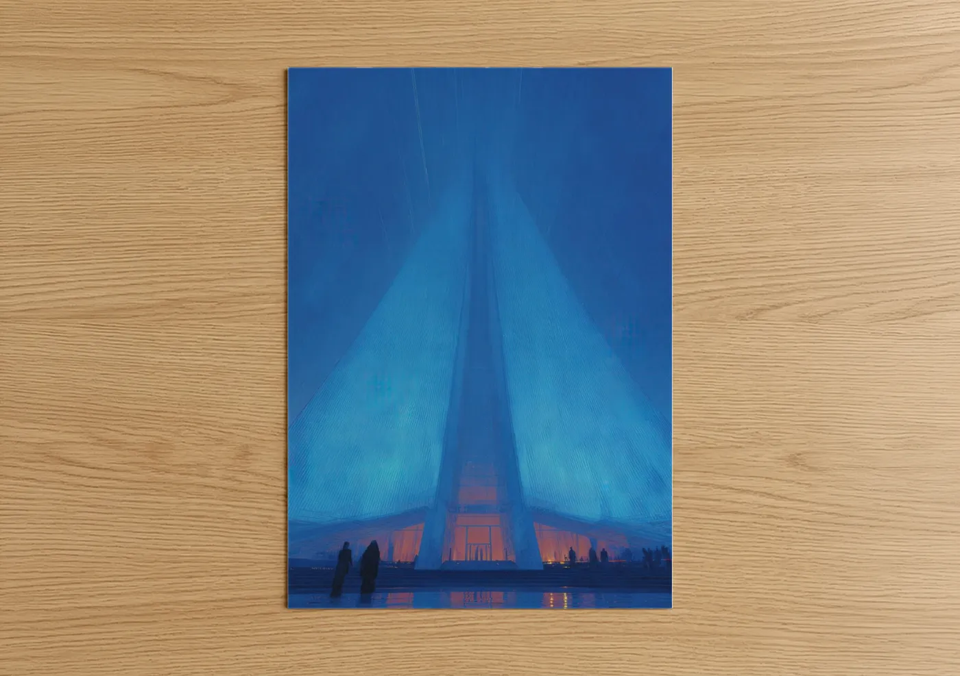 Modern Illuminated Temple Architecture Wall Art